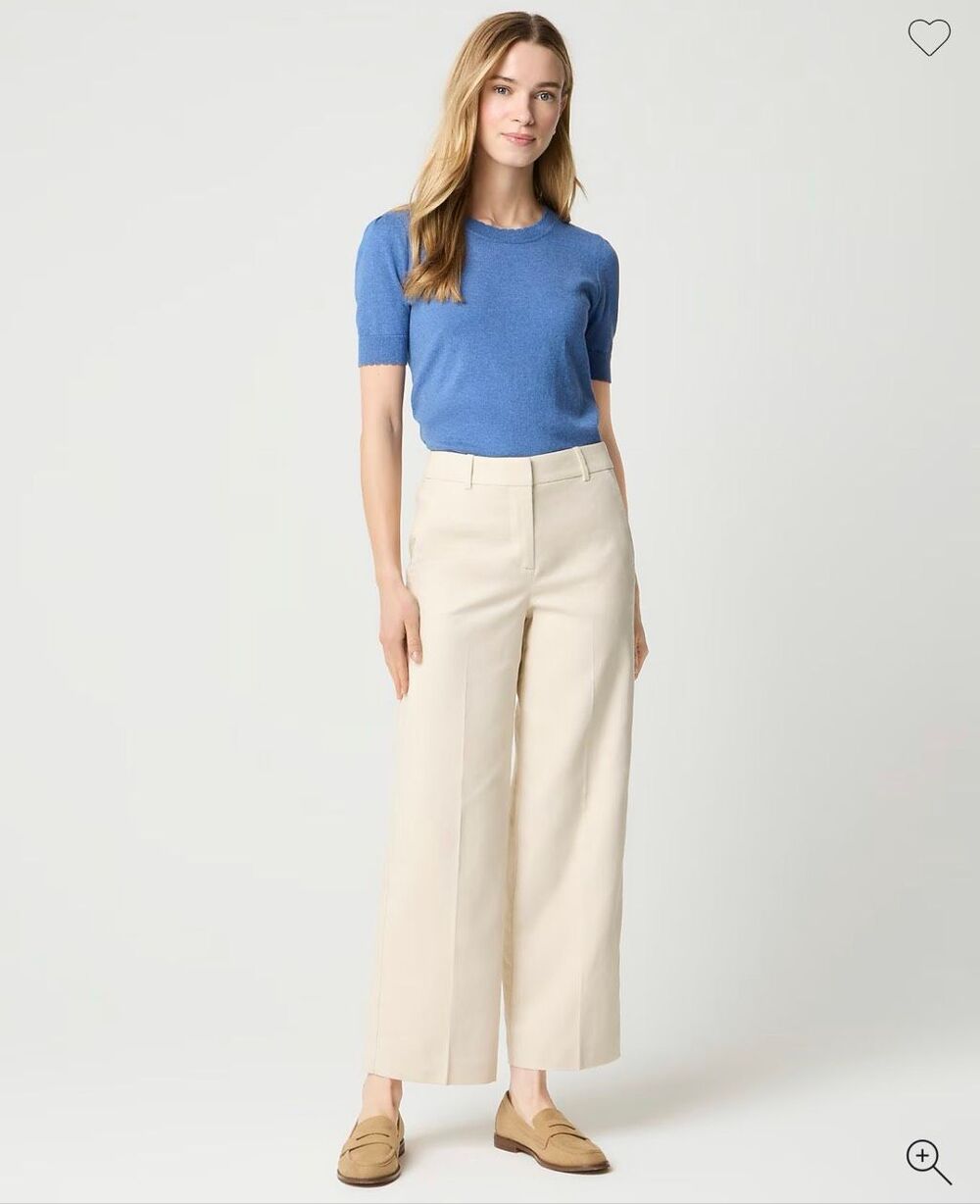 J. Crew Linen-blend Remy wide-leg cropped pant 2 Petite